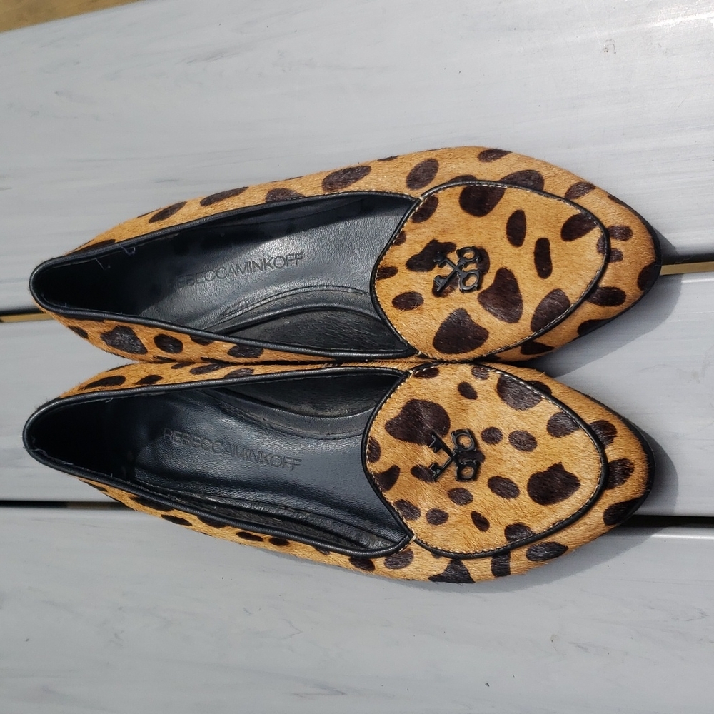 Rebecca Minkoff calf hair animal print loafers
